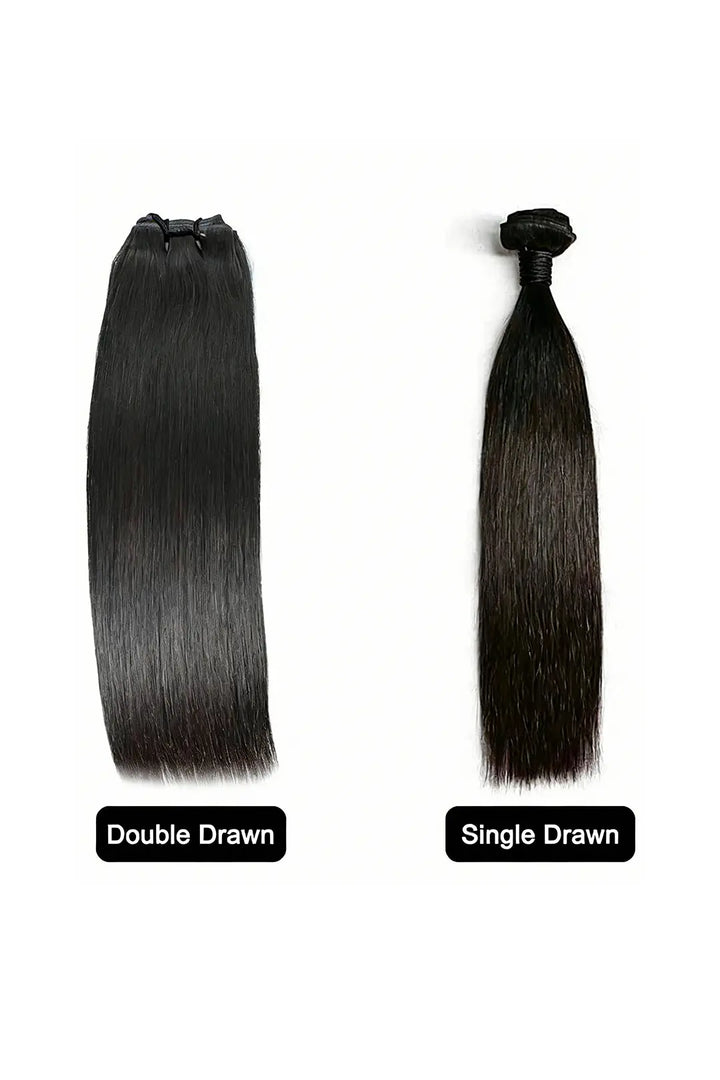 Cambodia virgin hair bundles sew in extensions straight single drawn vs double drawn