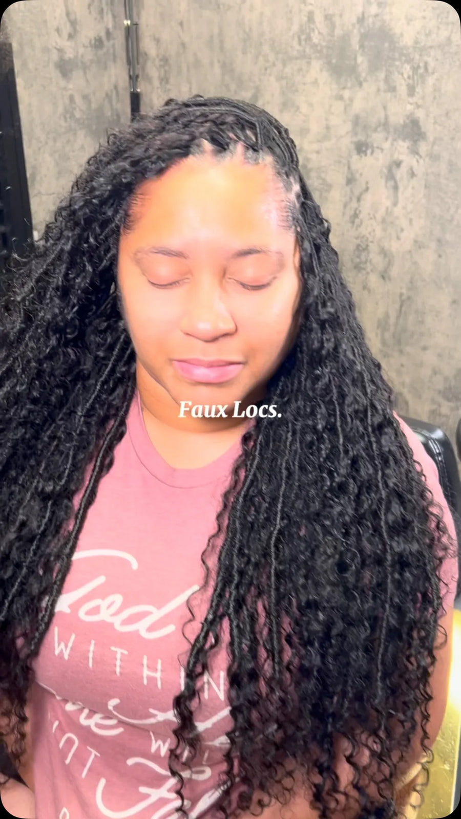 Long straight burgundy hair and dark braided hair styled for a casual gym look, Stylist located in Houston, TX