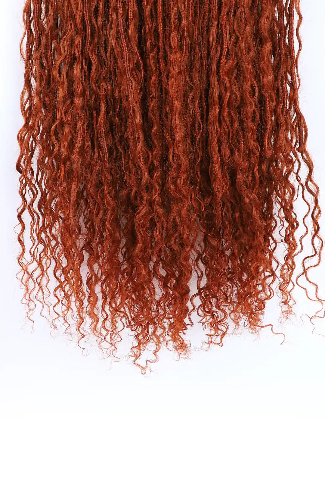 Copper Red Crochet Faux Locs Braids with Human Hair Curls 6