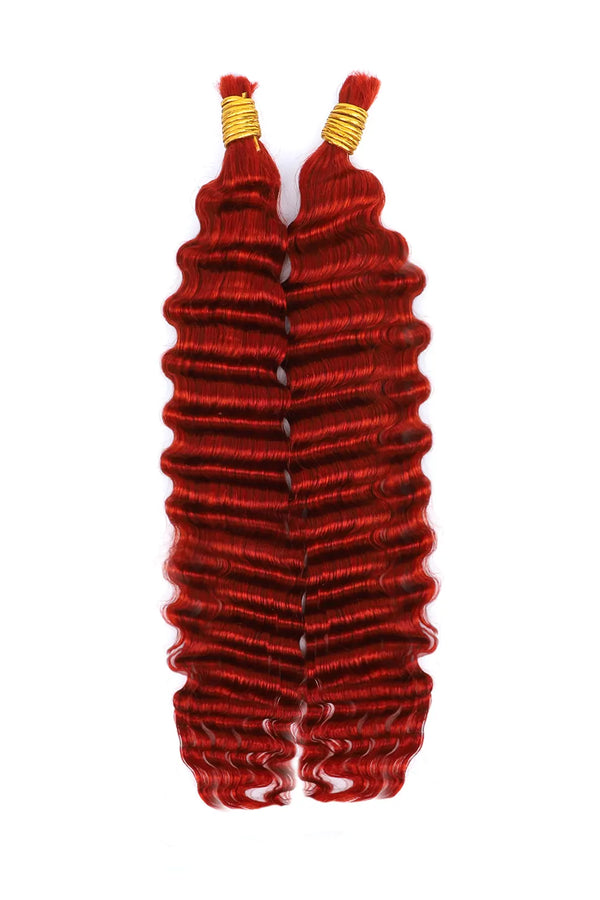 Cheveux humains en vrac de vague profonde rouge de cuivre pour tresser BU23