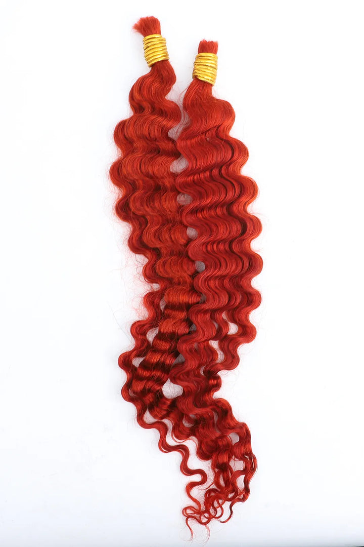 Copper Red Deep Wave Bulk Human Hair For Braiding BU23
