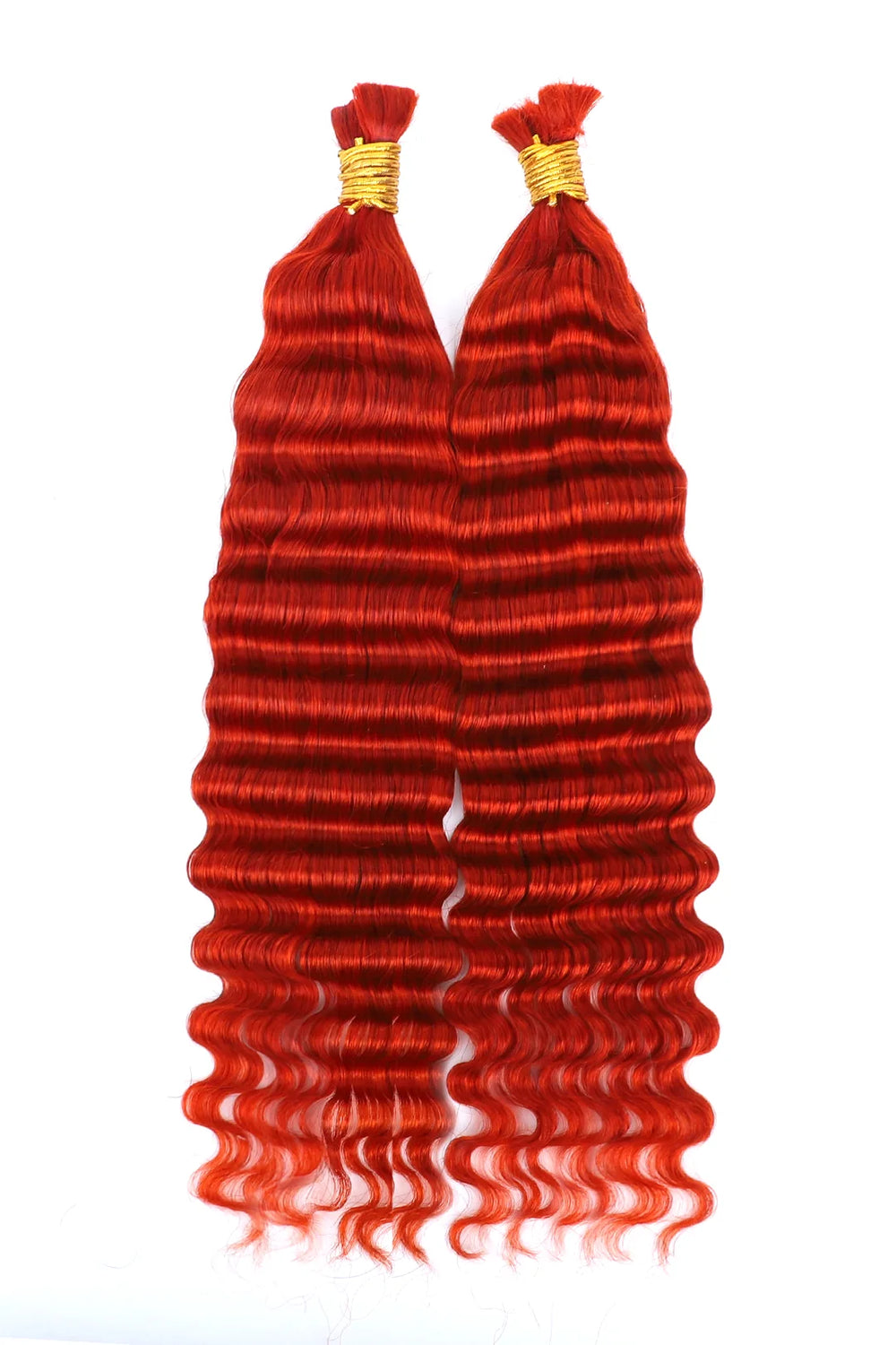 Copper red deep wave bulk human hair for braiding bu23