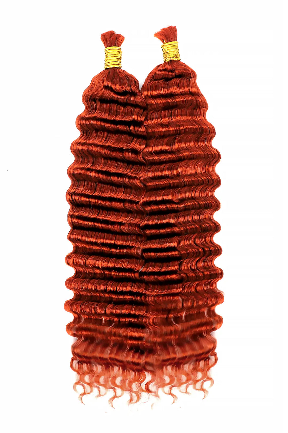 Copper red deep wave bulk human hair for braiding bu23