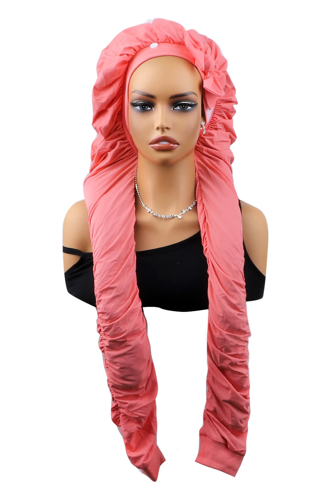 Coral pantyhose sleeping bonnet elastic satin adjustable velcro