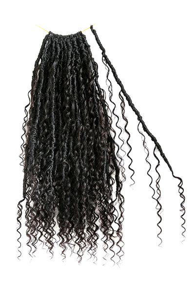 Crochet Faux Locs Braids with Human Hair Curls Deep Wave Pre-Looped BB02