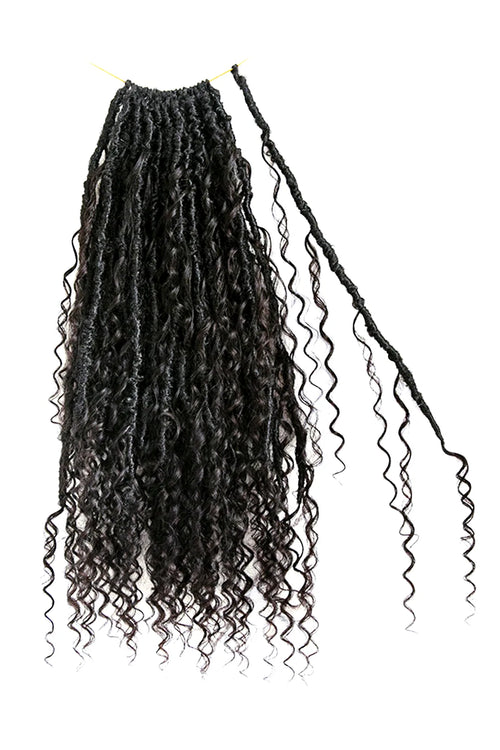 Crochet Faux Locs Braids with Human Hair Curls Deep Wave Pre-Looped