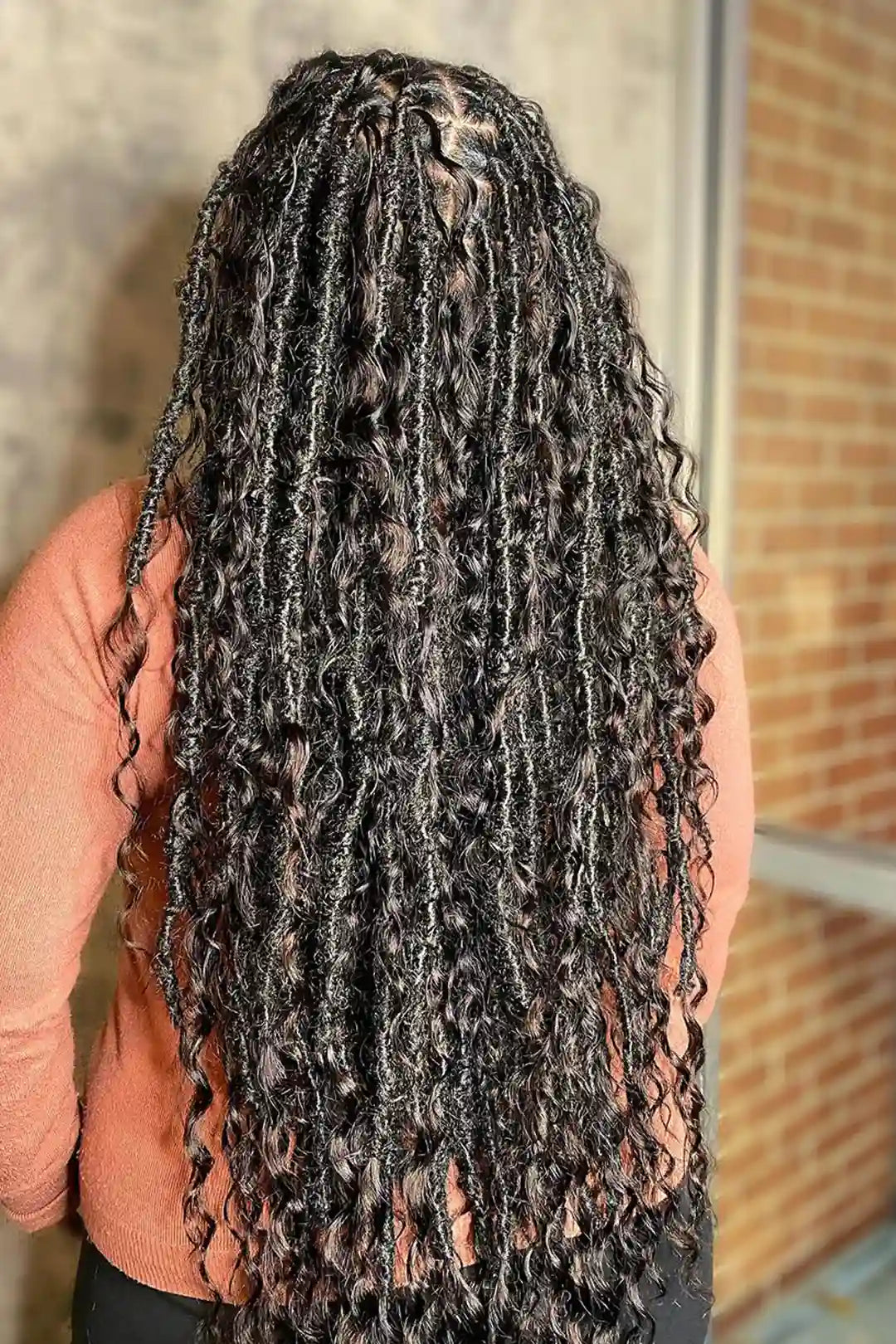 Crochet Faux Locs Braids with Human Hair Curls Pre-Looped 5