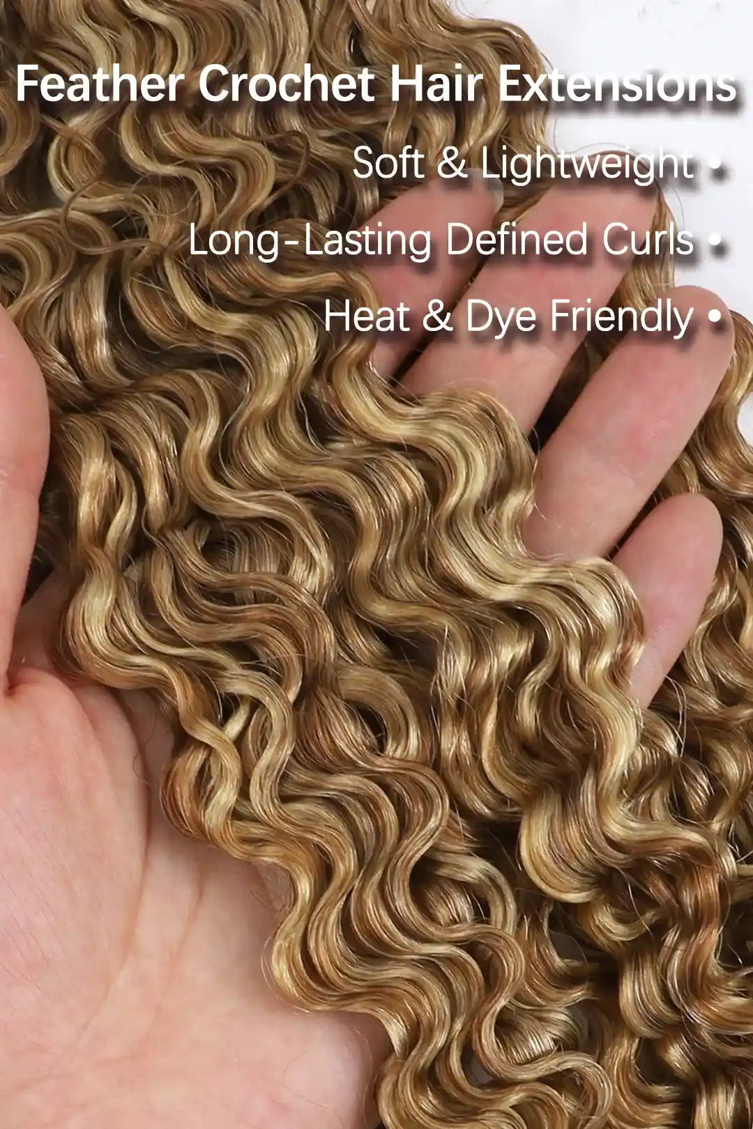 Curvature details of #27/30/613 mixed color burmese curly with spiral curls crochet miracle knots hair