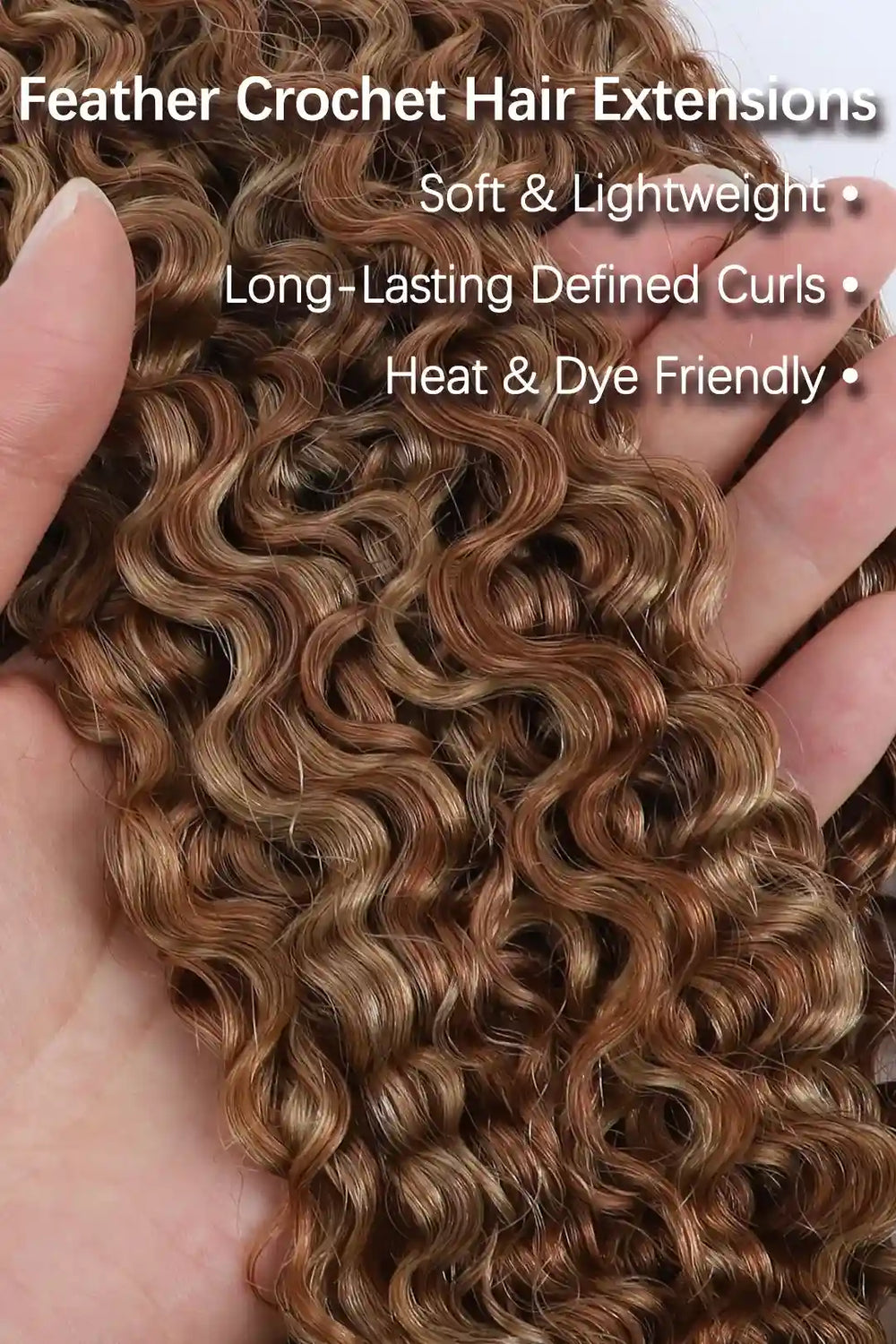 Curvature details of #27/30 mixed color burmese curly with spiral curls crochet miracle knots hair