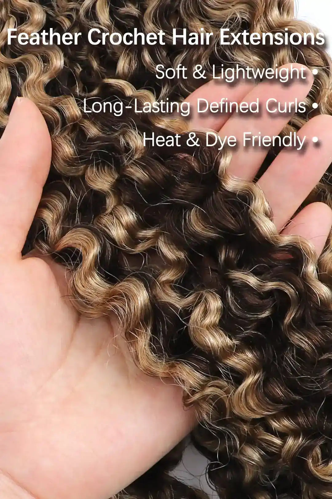 Curvature details of #4/27 mixed color burmese curly with spiral curls crochet miracle knots hair