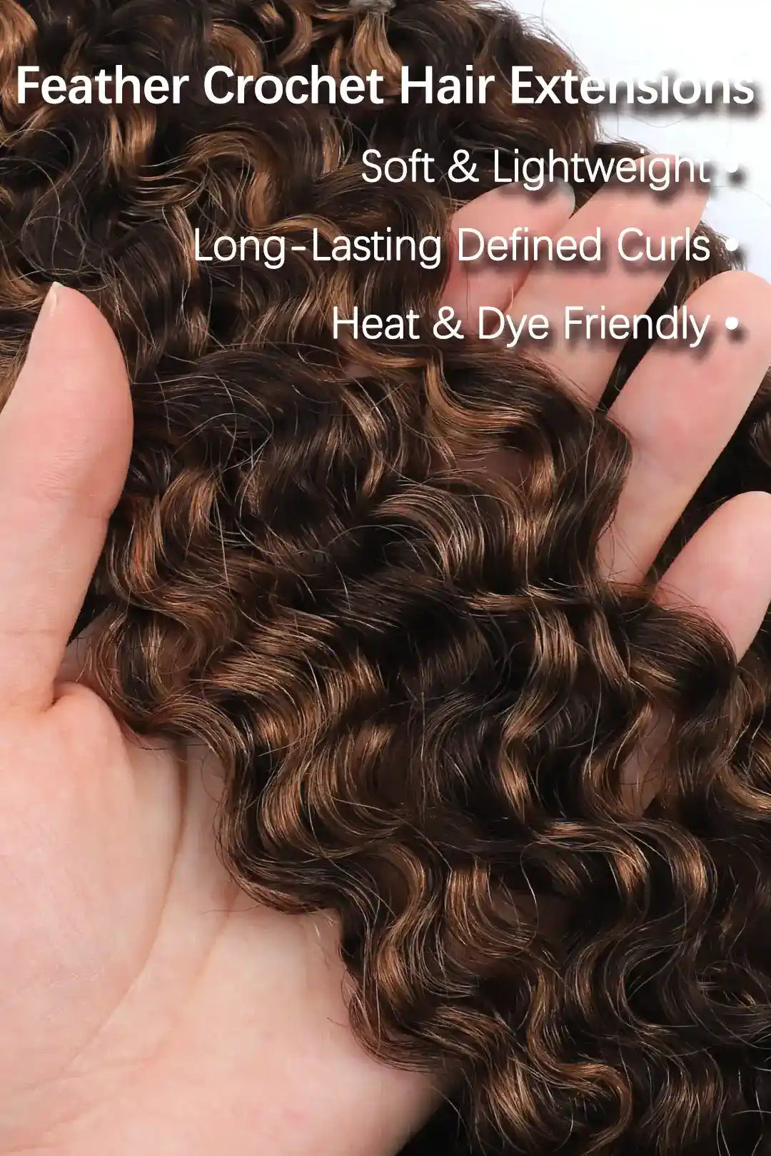 Curvature details of #4/30 mixed color burmese curly with spiral curls crochet miracle knots hair