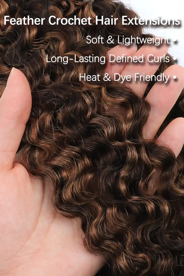Curvature details of #4/30 mixed color burmese curly with spiral curls crochet miracle knots hair
