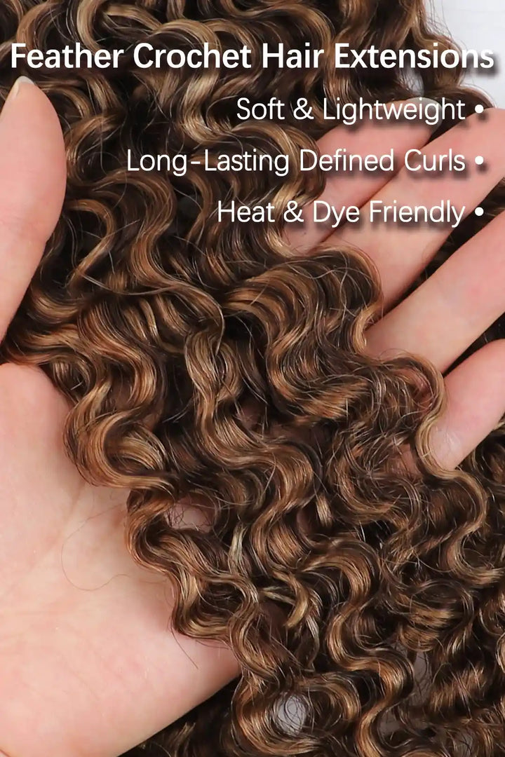 Curvature details of #4A/27/30 mixed color water deep wave crochet hair for miracle knots