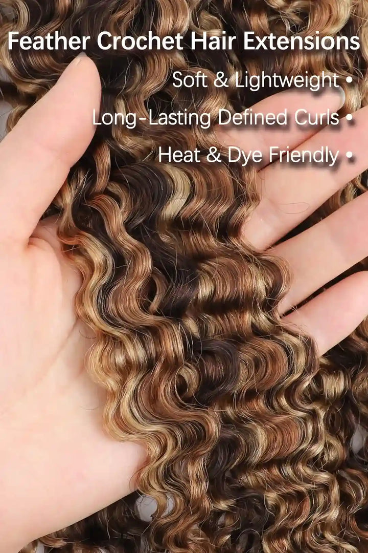 Curvature details of 4a 27 30 mixed color water deep wave crochet miracle knots hair