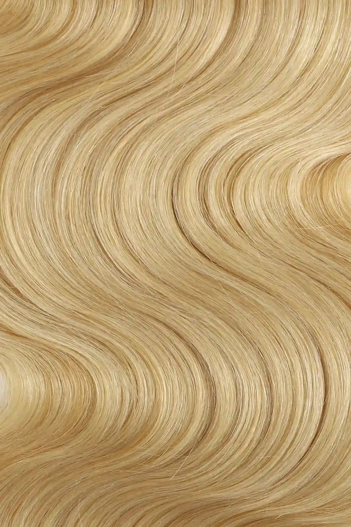 Curvature details of 613 blonde body wave feather crochet miracle knots human hair