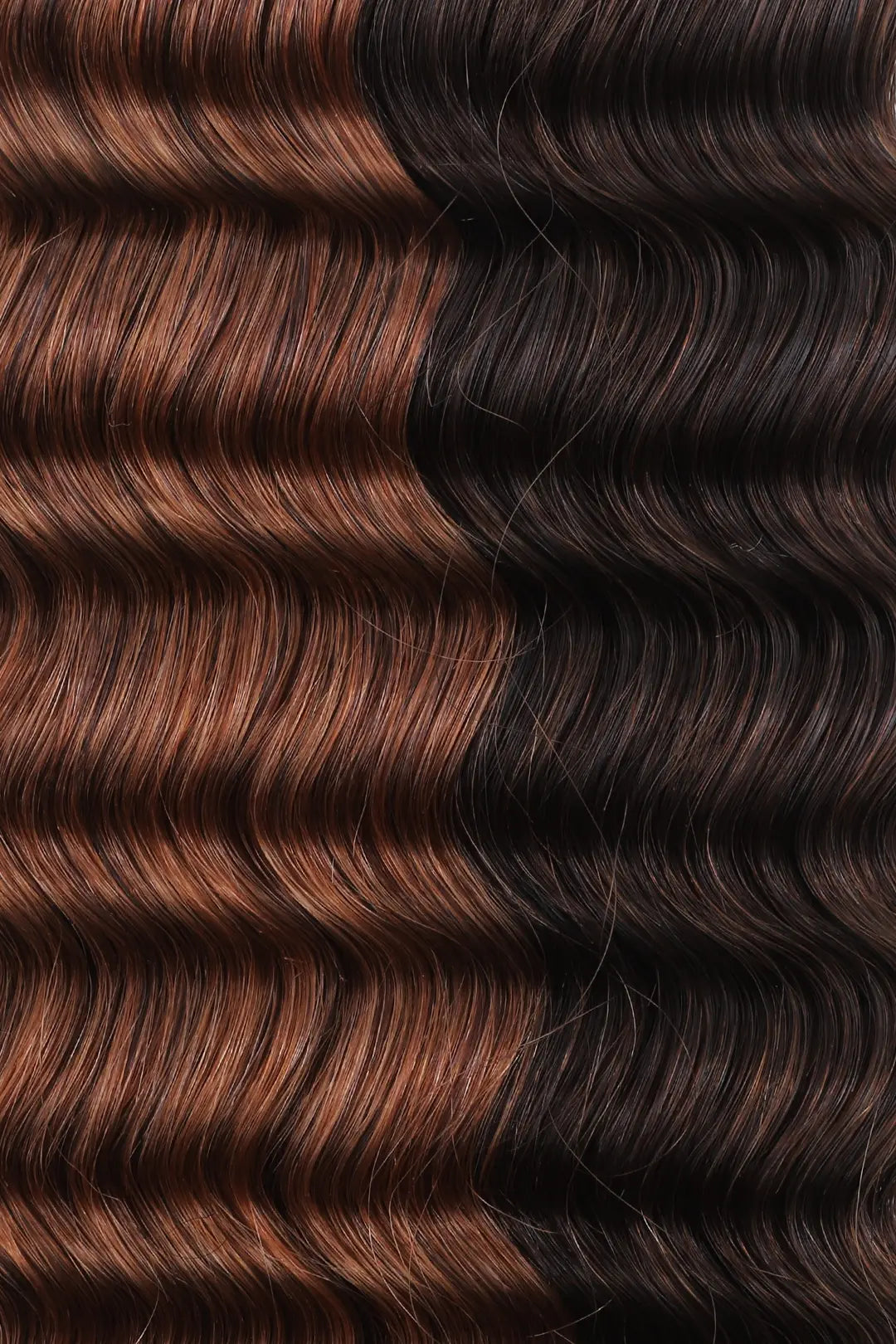 Curvature details of T natural black root piano color #4/#30 deep wave feather crochet human hair