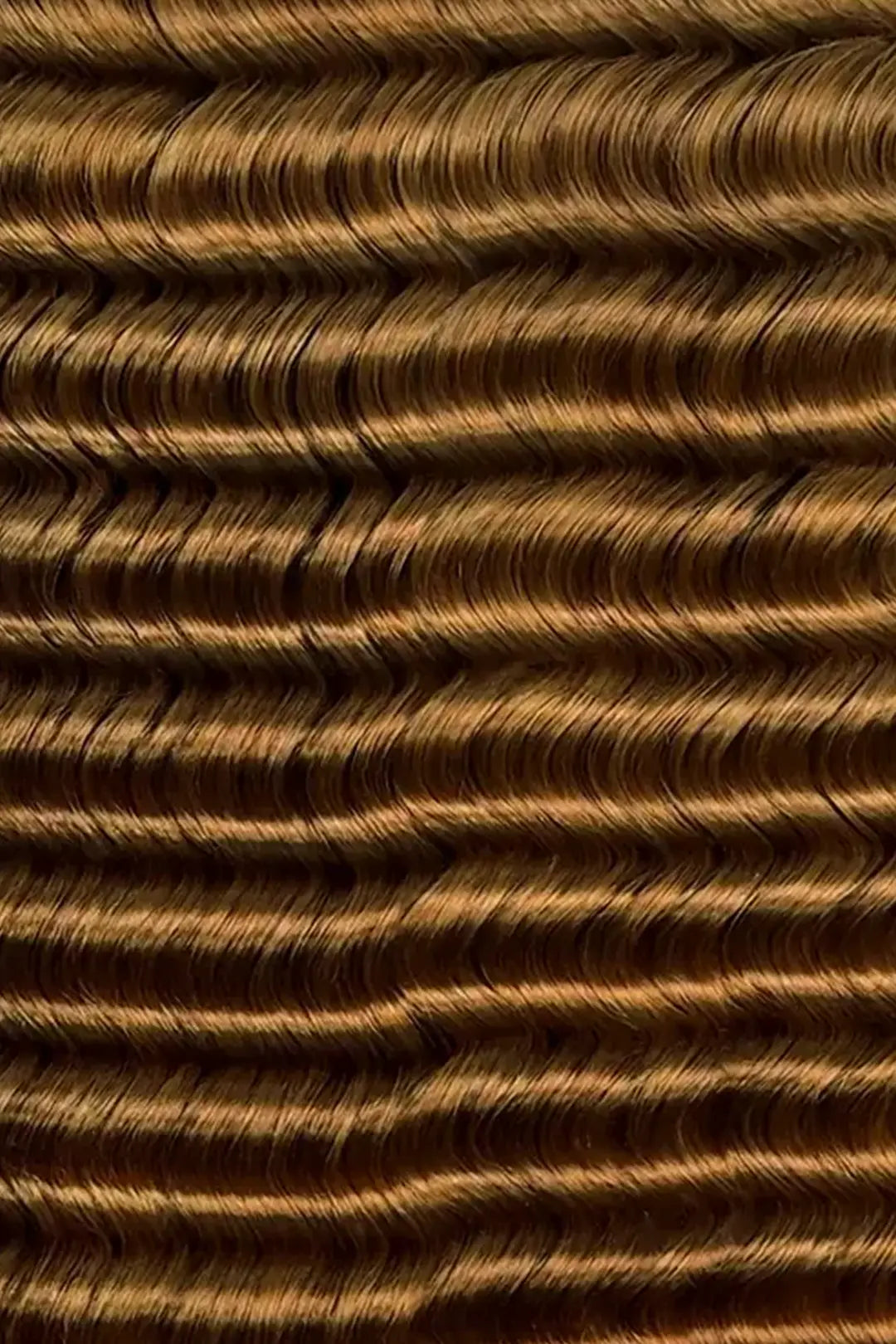 Curvature details of auburn brown ombre deep wave feather crochet hair T1B/30 human hair