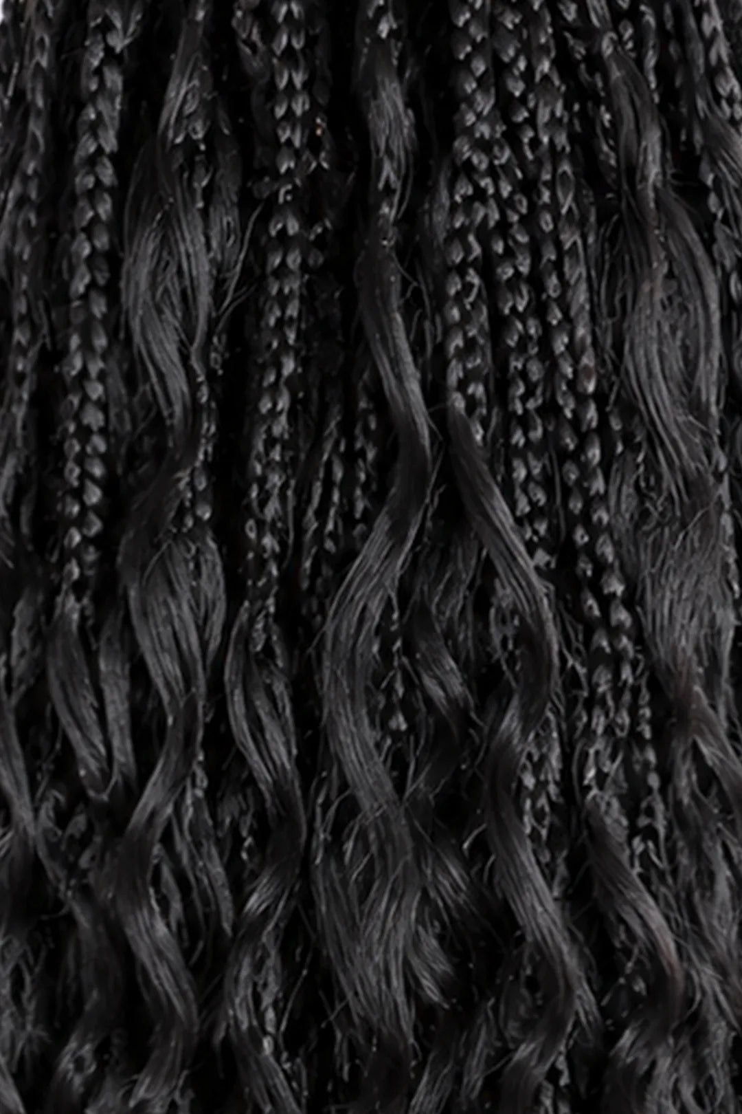 Curvature details of boho crochet box braids pre looped deep wave curls human hair 40 strands