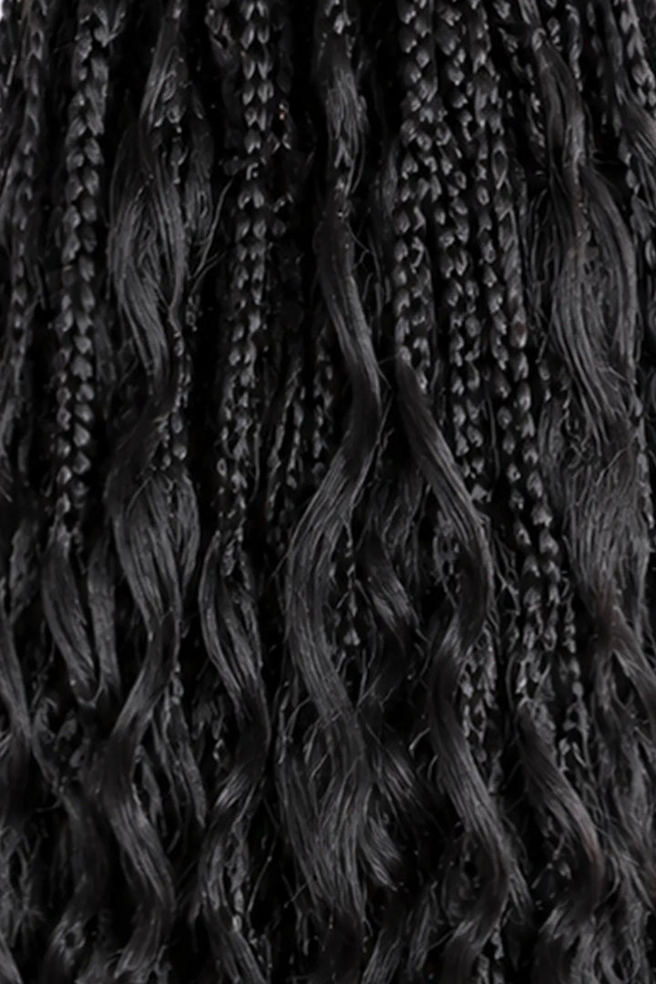 Curvature details of boho crochet box braids pre looped deep wave curls human hair 40 strands