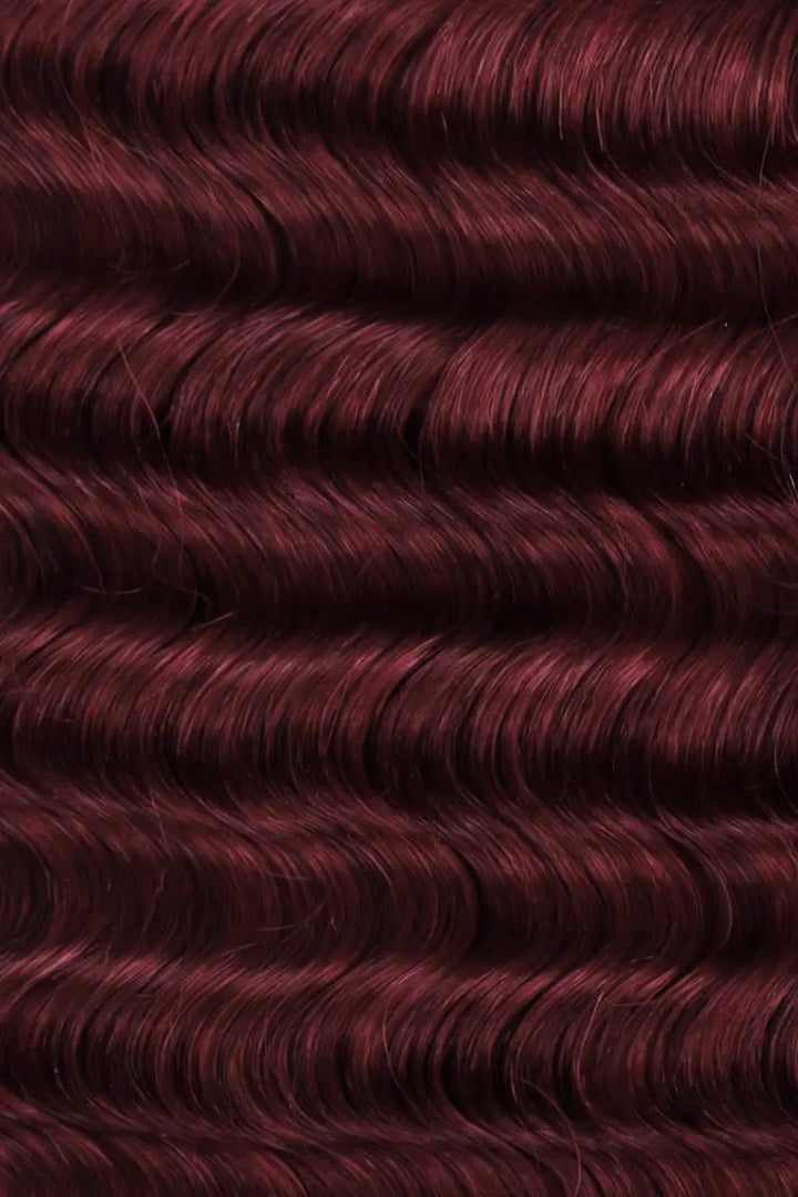 Curvature details of the ends of bulk human hair for braiding burgundy red deep wave bu19
