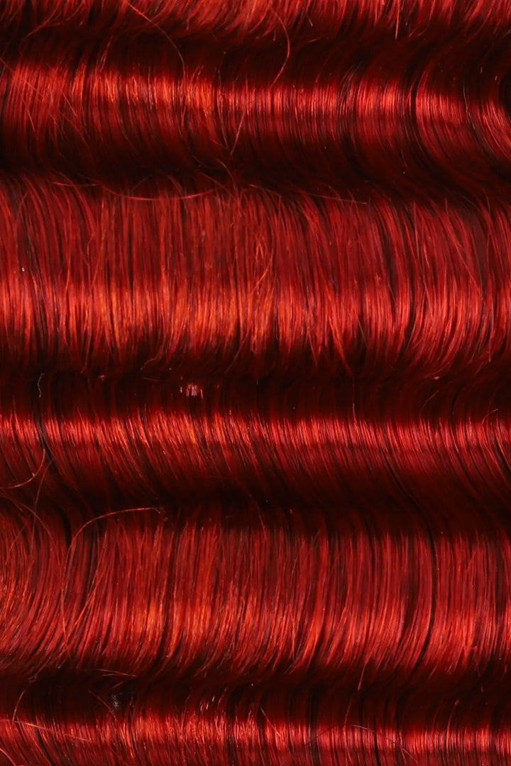 Curvature details of copper red deep wave bulk human hair for braiding bu23