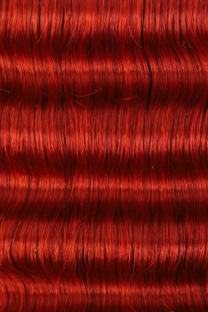 Curvature details of copper red deep wave bulk human hair for braiding bu23
