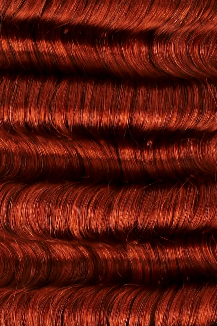 Curvature details of copper red deep wave bulk human hair for braiding bu23