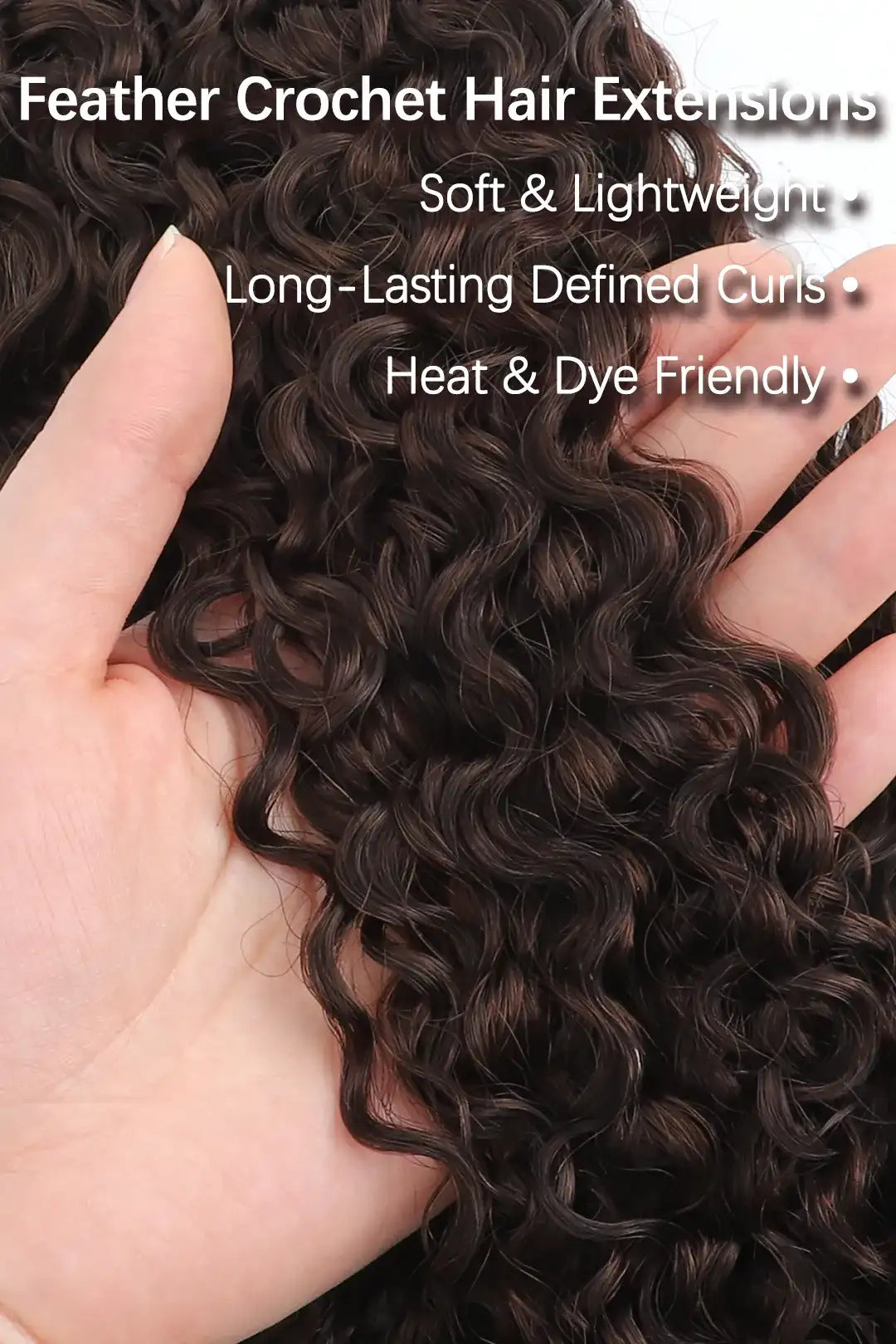 Curvature details of dark brown #4 burmese curly with spiral curls feather crochet miracle knots hair