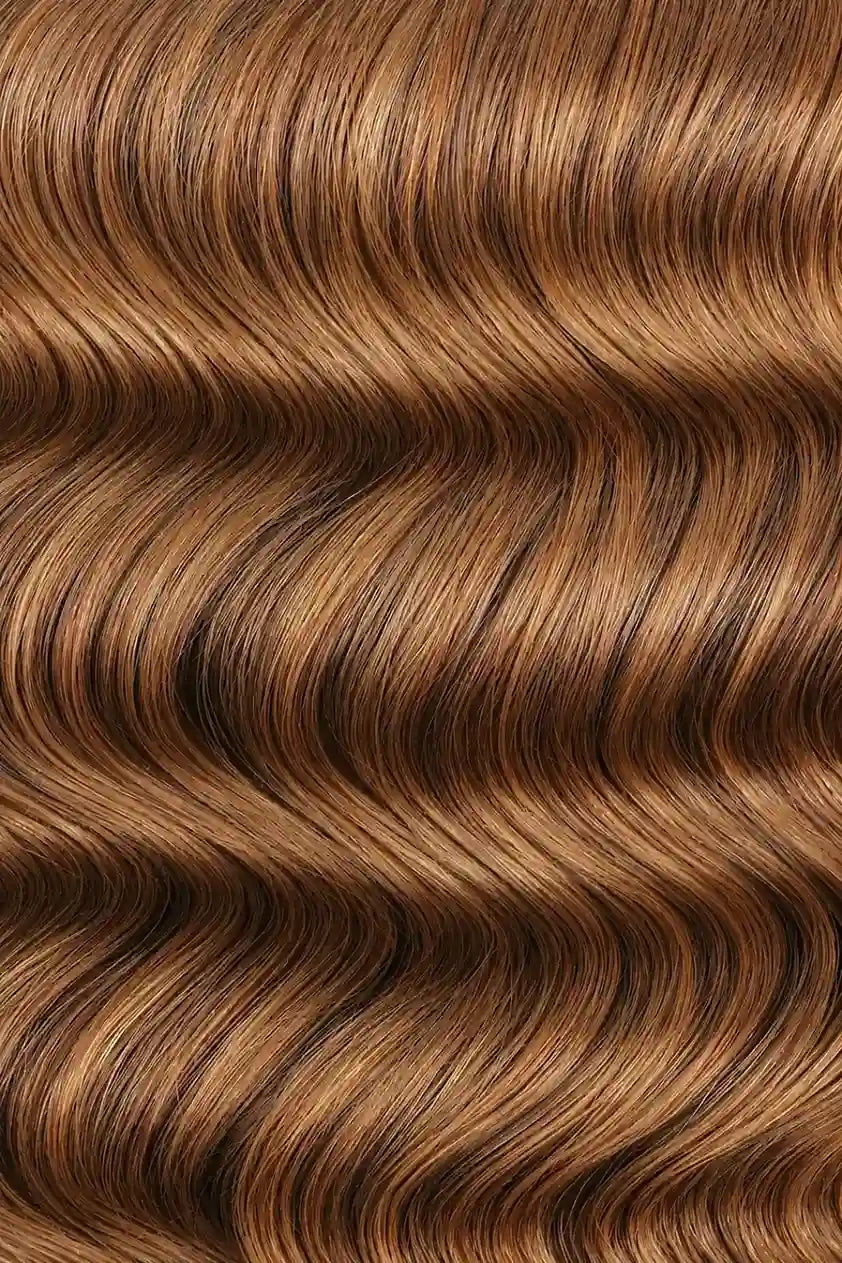 Curvature details of double drawn 30 medium auburn brown bulk hair loose wave bu66