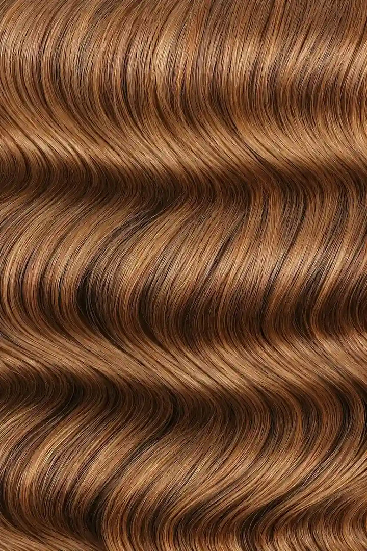 Curvature details of double drawn 30 medium auburn brown bulk hair loose wave bu66