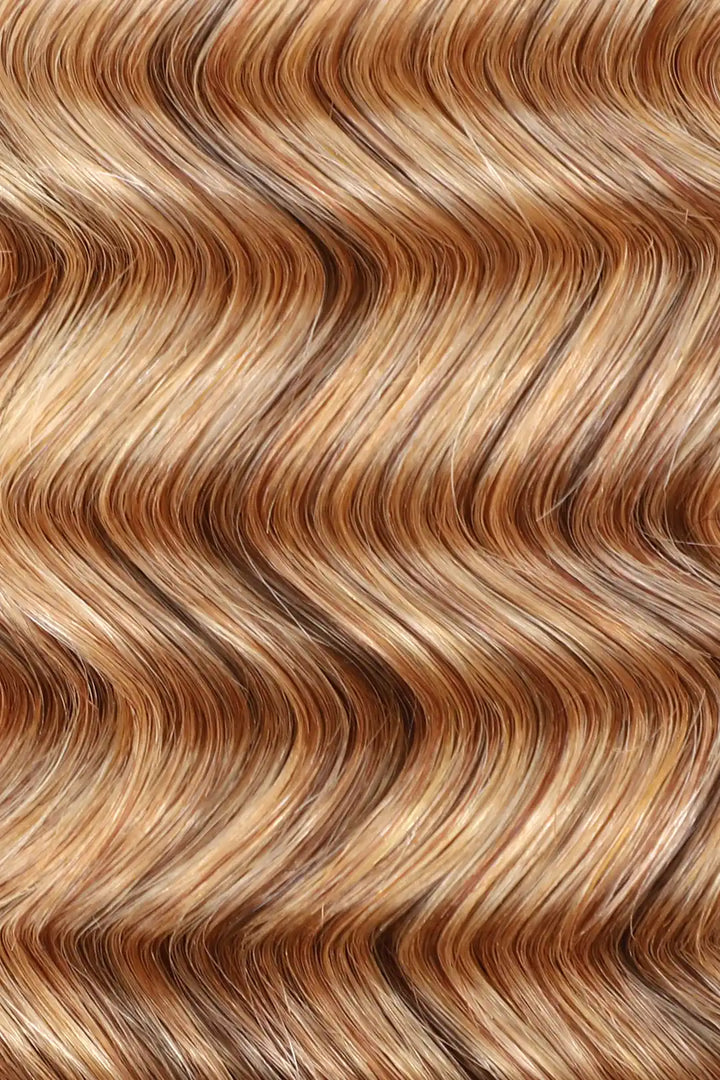 Curvature details of double drawn medium blonde bulk hair loose deep wave bu38