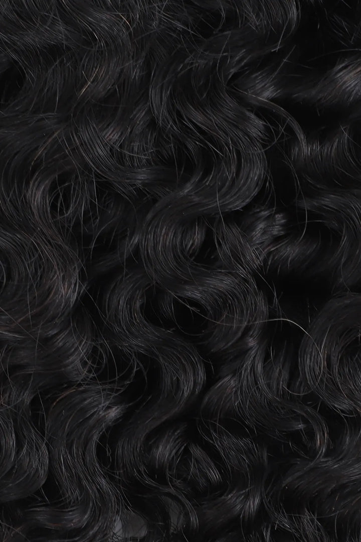 Curvature details of feather crochet hair extension burmese water curly human hair