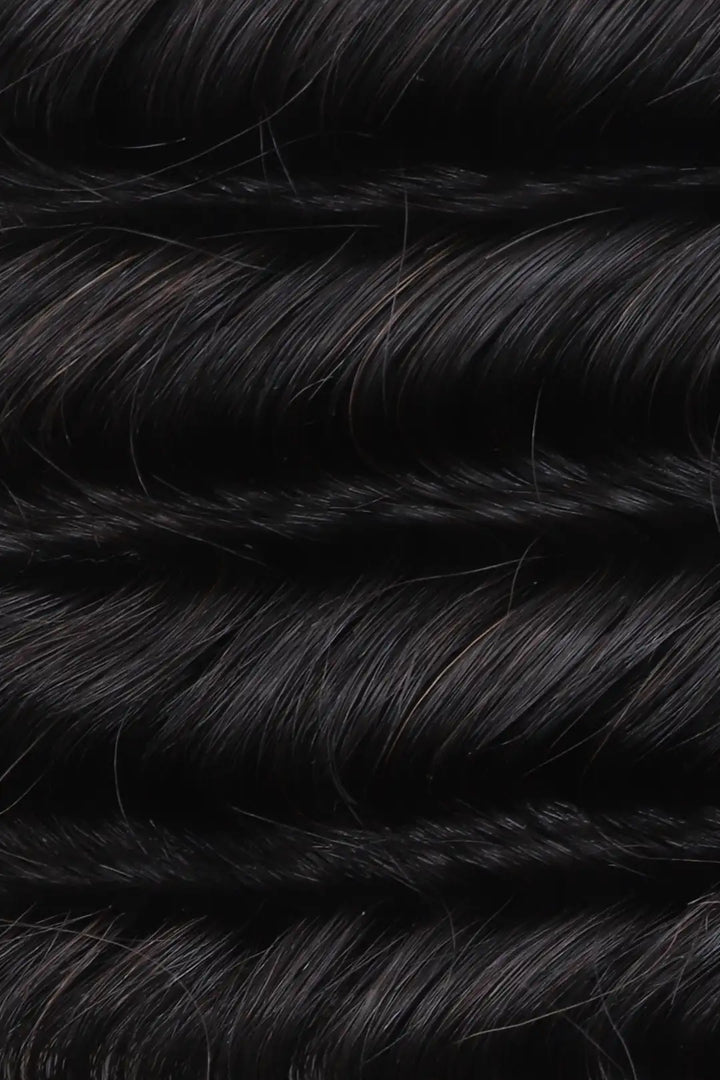 Curvature details of handmade feather line hair extensions loose deep wave single strand with loop