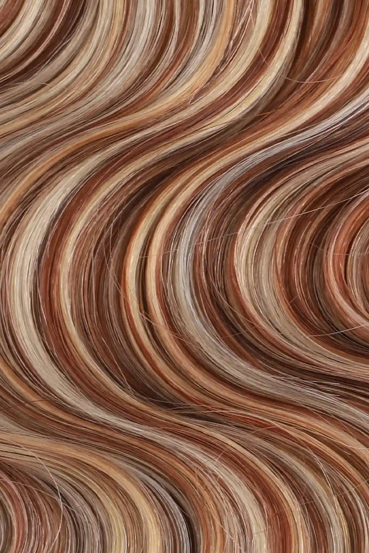 Curvature details of highlight blend #27/30/613 body wave feather crochet human hair
