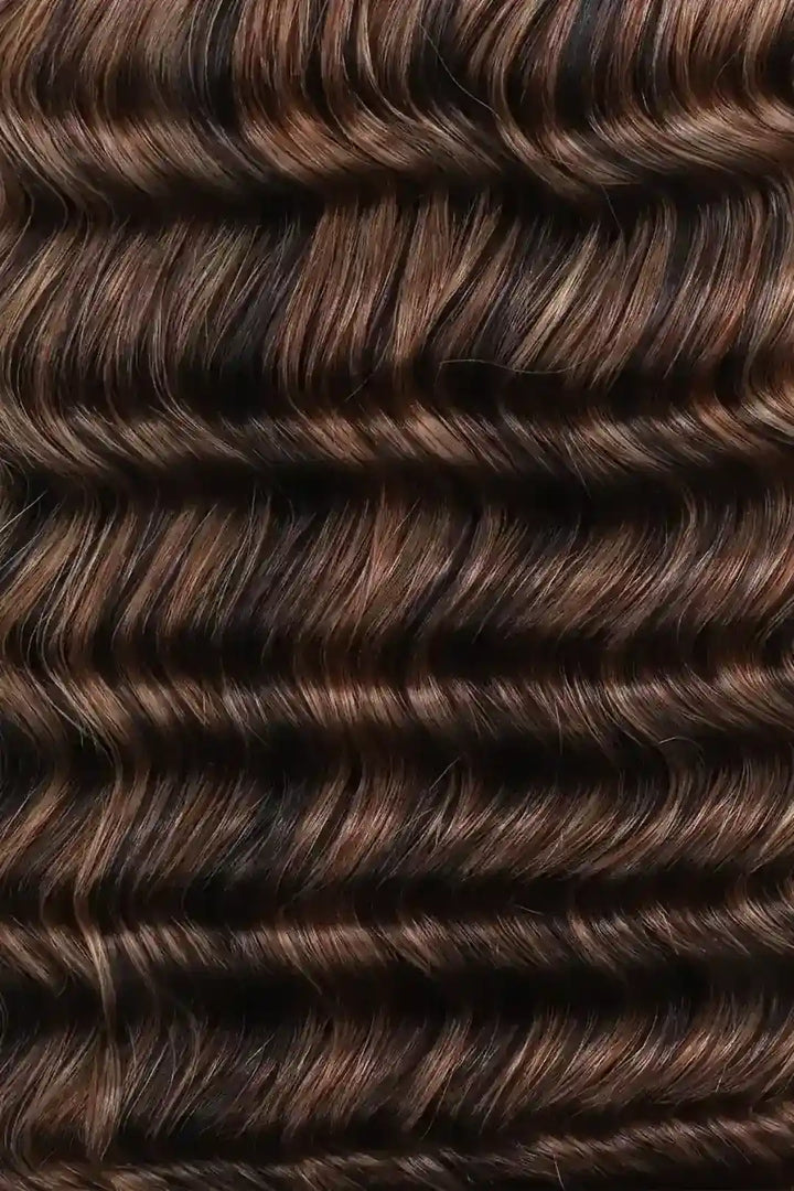 Curvature details of highlight blend #4/27/30 deep wave feather crochet human hair