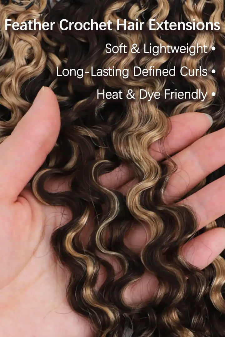 Curvature details of highlight blend #4 /27 water deep wave feather crochet human hair