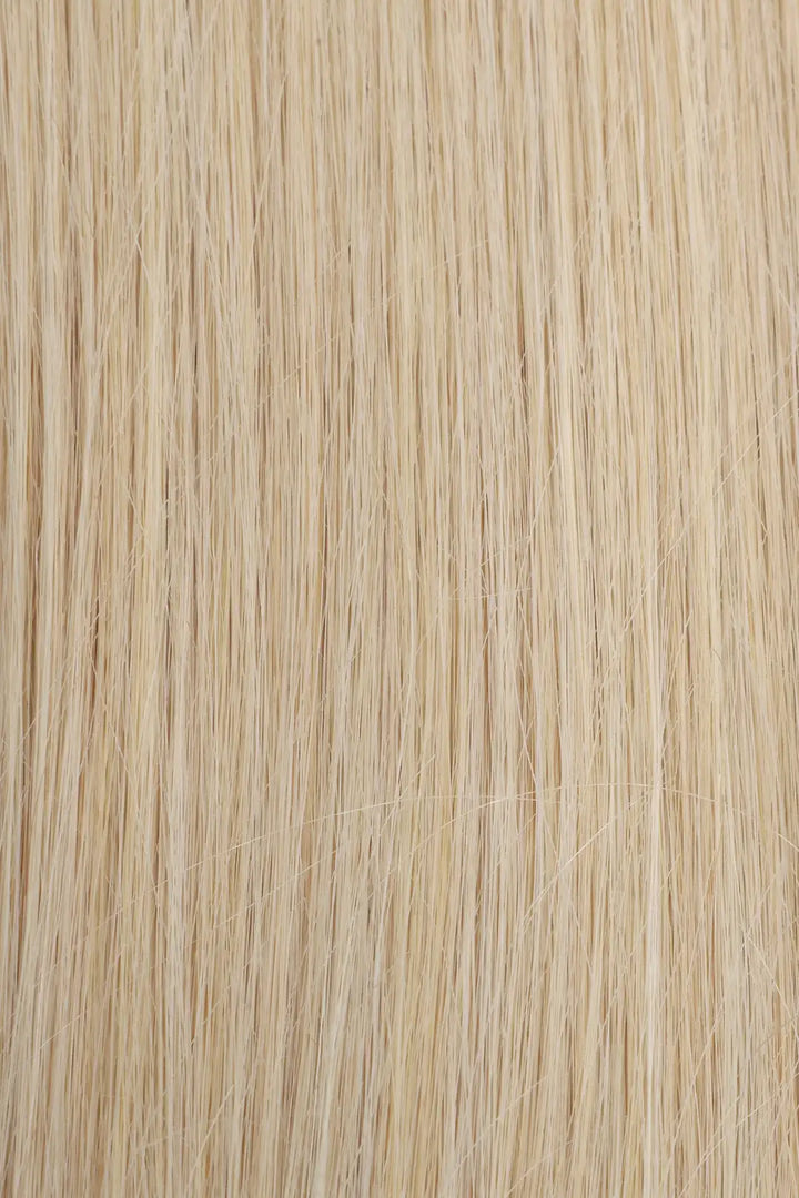 Curvature details of platinum blonde bundles #60a sew-in extensions straight virgin hair