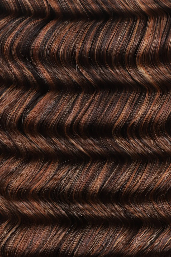 Curvature details of t natural black root mixed 4/27/30 deep wave feather crochet human hair