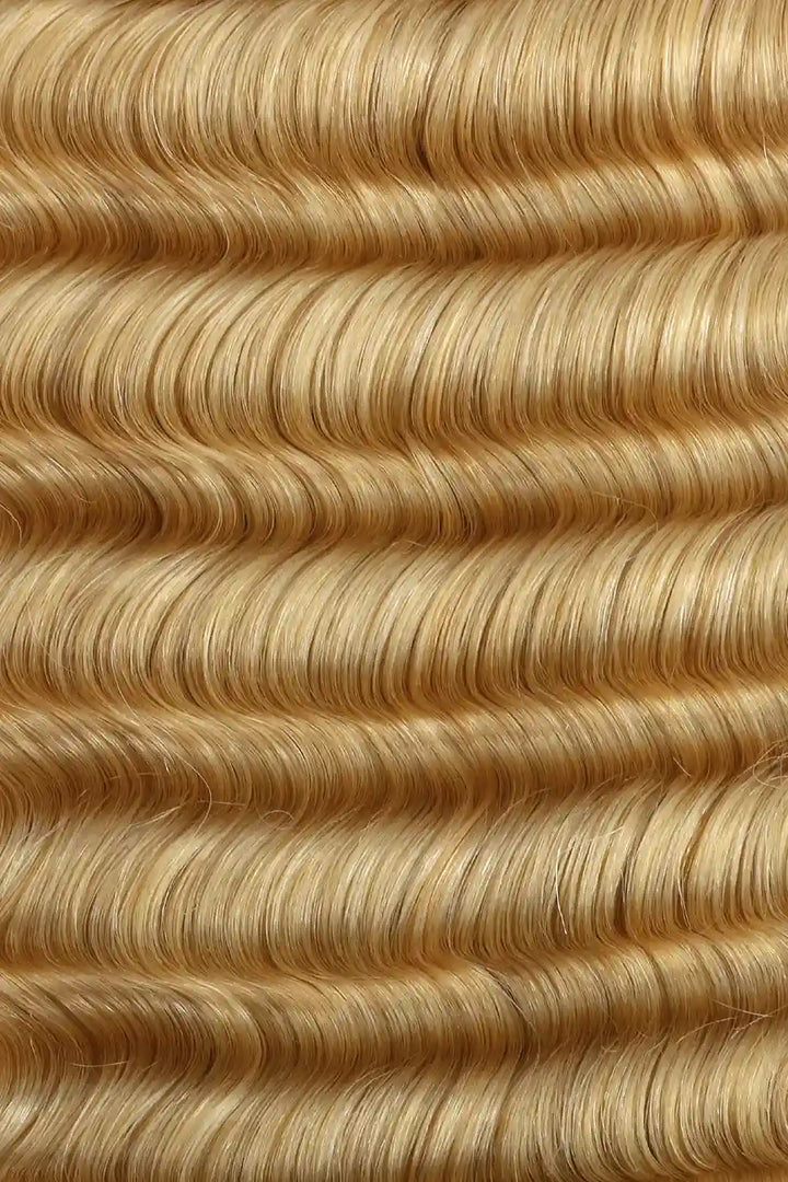 Curvature details of t1b 613 blonde ombre color deep wave crochet miracle knots human hair