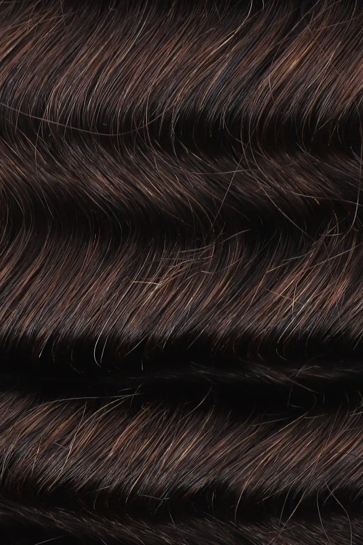 Curvature details of the dark brown deep wave bulk human hair for braiding