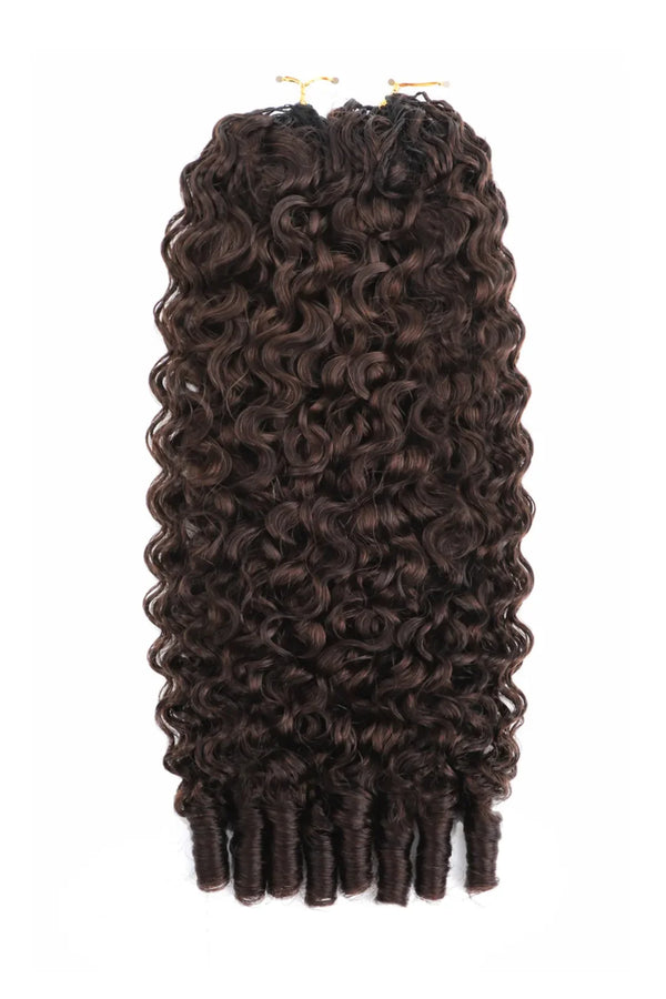 Dark Brown #4 Burmese Curly with Spiral Curls Feather Crochet Miracle Knots Hair