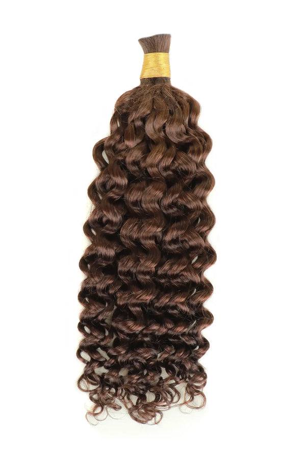 Double Drawn Dark Brown #4a Color Water Wave Bulk Human Hair BU42