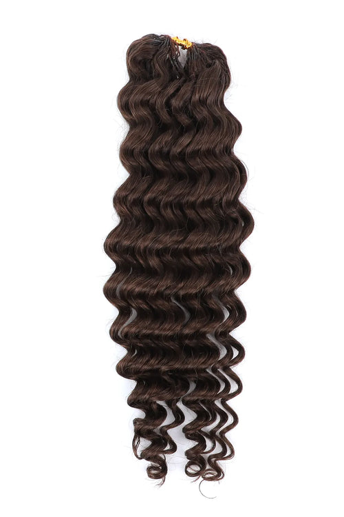 Dark Brown Water Wave Feather Crochet Human Hair Extension FE35 60g