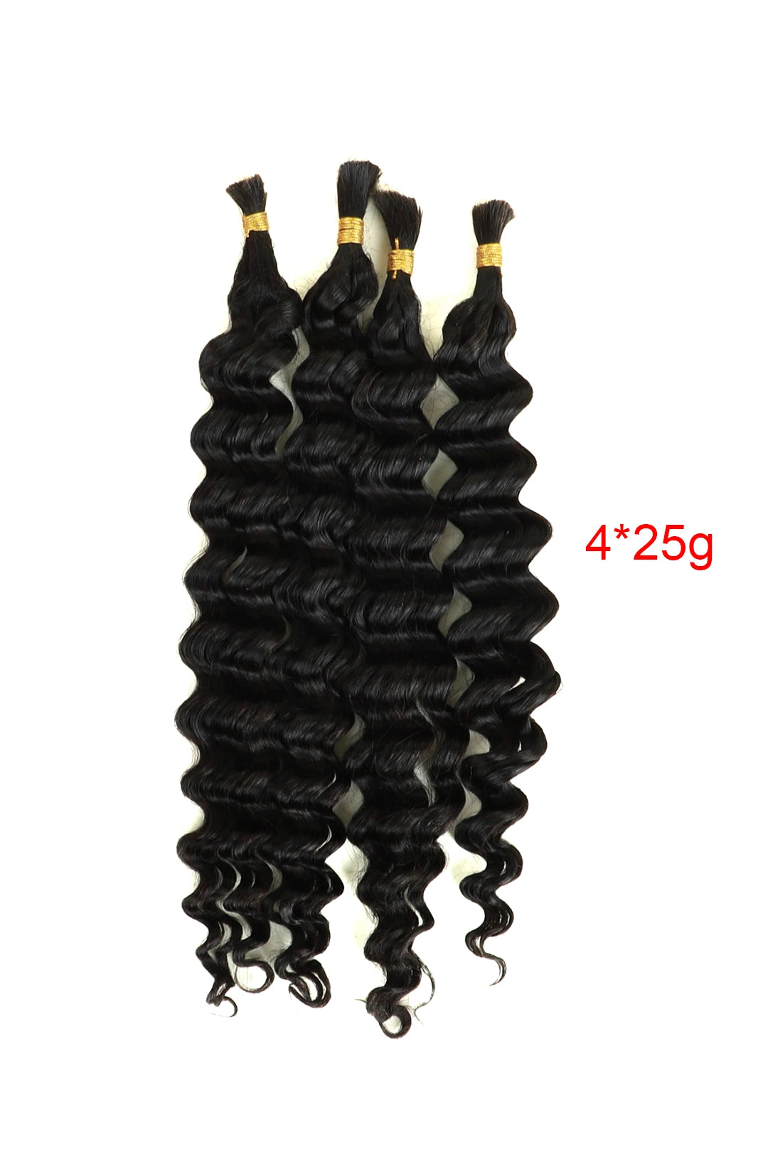 Deep Wave Bulk Human Hair For Braiding Natural Black 25g