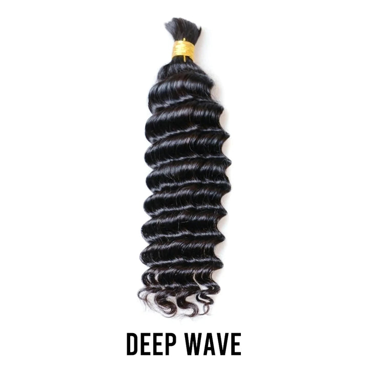 Deep Wave Bulk Human Hair For Braiding Natural Black BU03