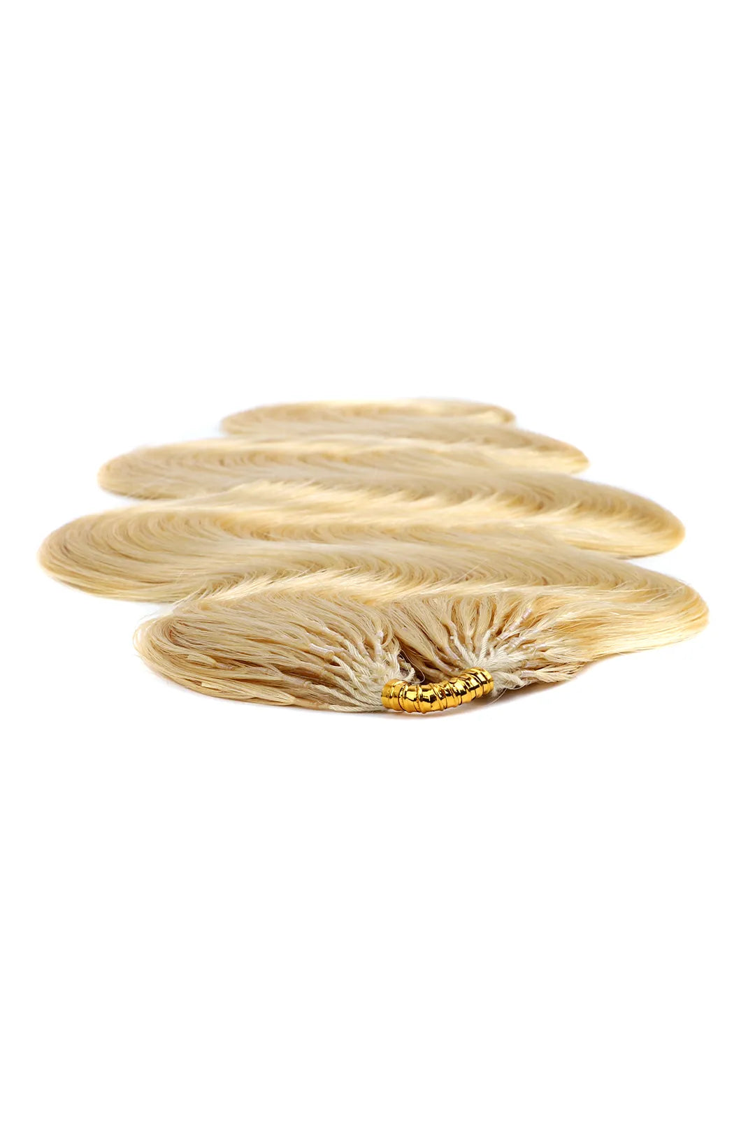 Detail of 613 blonde body wave feather crochet miracle knots human hair