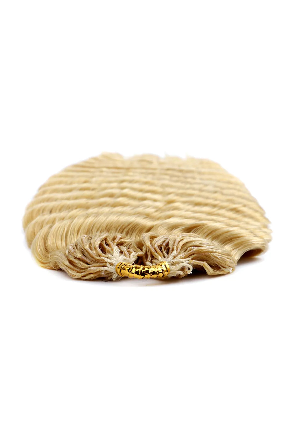 Detail of 613 blonde deep wave feather crochet miracle knots human hair