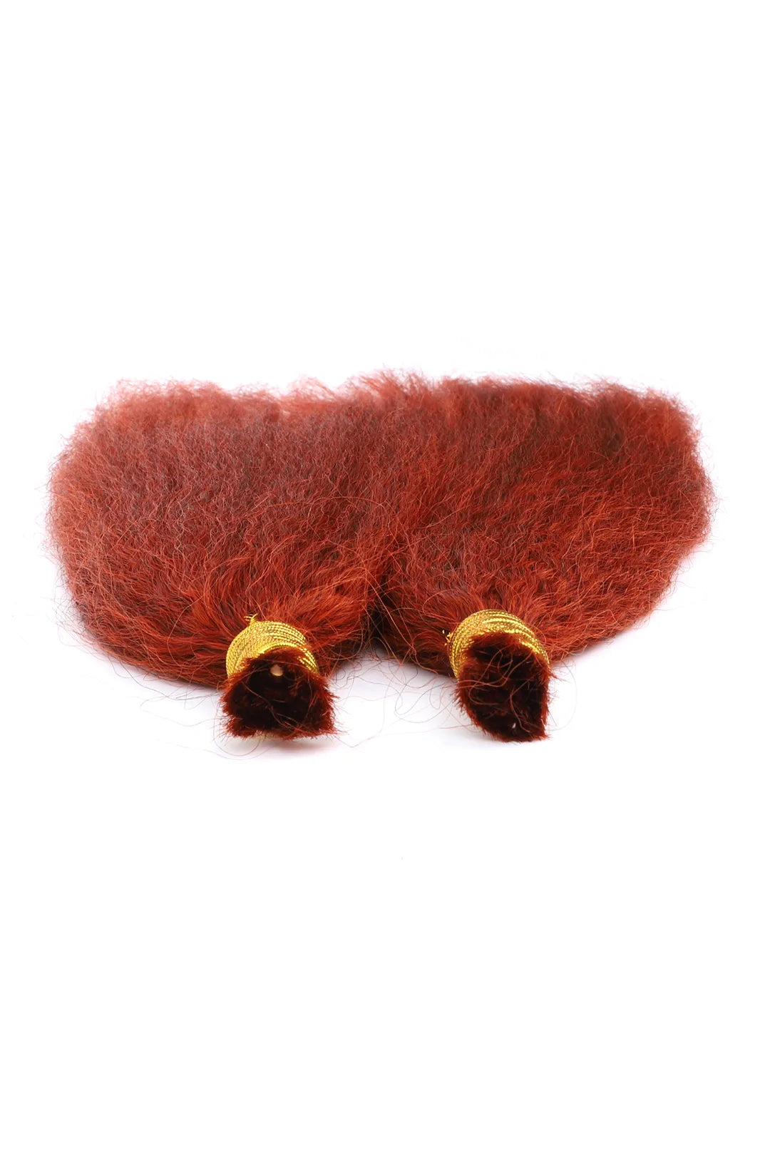 Detail of the ends of 350 ginger kinky straight bulk human hair for braiding bu17