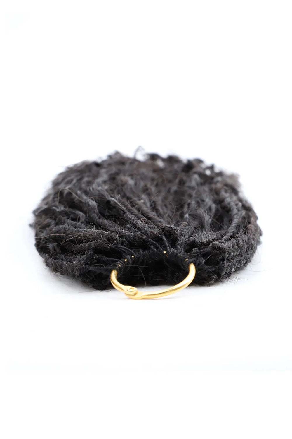 Detail of the ends of boho crochet box braids pre looped deep wave curls human hair 40 strands