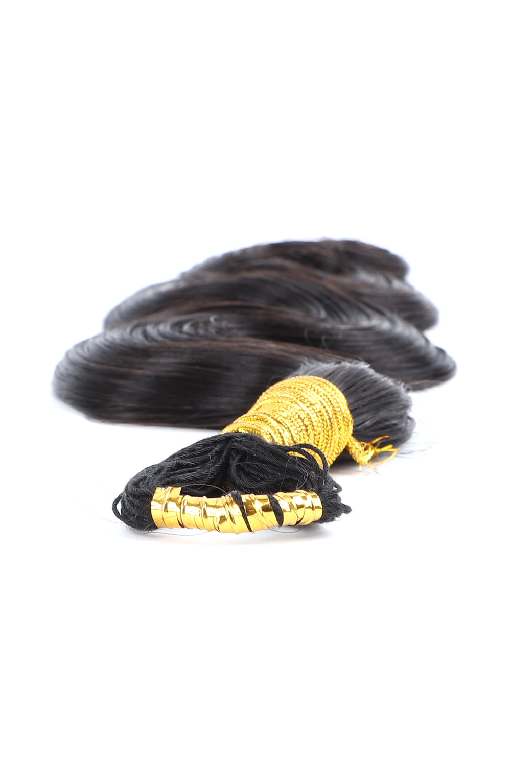 Detail of the ends of braiding feather crochet human hair body wave long cord